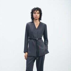 Zara ZW Collection Belted gray blazer, size medium
